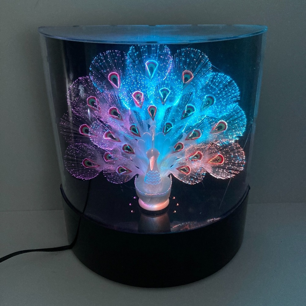 Vintage‎ Quickiny Industries (KF-28) Fiber Optic Peacock Color Changing Lamp